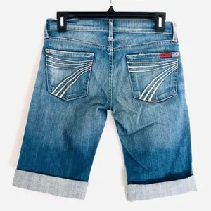 7 For All Mankind Capri Jeans 25 Dojo Cropped Distressed Medium Blue Vacation thumbnail 9