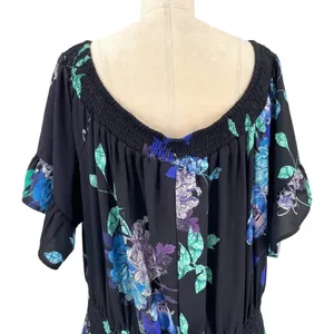 City Chic Suzu Floral Maxi Off the Shoulder Dress Black Plus Size‎ 22 thumbnail 9