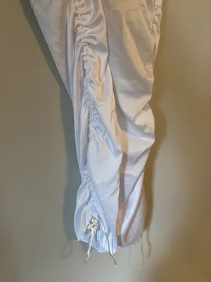 SHEIN White Satin Cowl Neck Ruched Slip Dress thumbnail 6