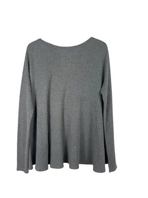 Free People We The Free Waffle Knit Thermal Top Womens L Gray Oversized Slouchy thumbnail 2