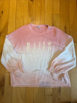 RAILS REEVES Pink Peach Dip Dye Pullover Sweatshirt Medium - C51-048 thumbnail 2