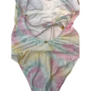 PilyQ Aphrodite Tie Dye Strappy Open Back One Piece Swimsuit Pastel Size Large thumbnail 5