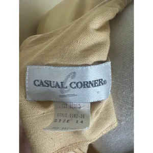 VTG 90s Casual Corner Rayon Linen Side Button Midi Dress Yellow 14 (Fits M/L) thumbnail 8