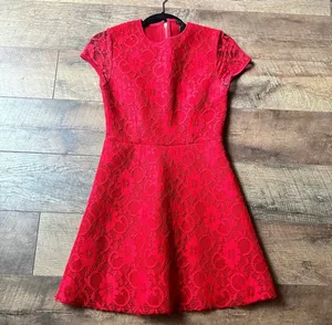 Forever 21 Red Lace Fit & Flare Dress Size Small thumbnail 3