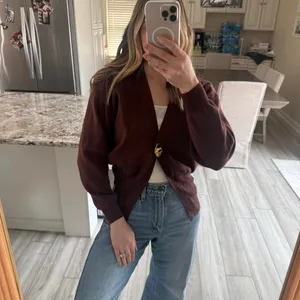 Source Unknown Unbranded Women's Burgundy and Brown Cardigan thumbnail 2