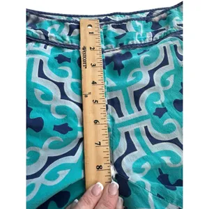Annie Griffin Shorts Women's Sz 4 100% Silk‎ Blue White Geometric Print #BB12-4 thumbnail 6