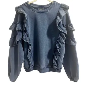 Tularosa REVOLVE‎ Cat Ruffle Navy Blue Pullover Sweatshirt Women's Size XS thumbnail 3