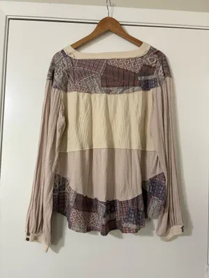 POL Patchwork long sleeve Henley Top thumbnail 3