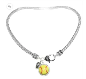 Game Day Softball Charm Necklace Silver thumbnail 2