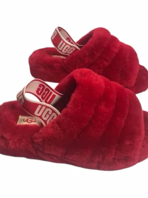 UGG Women’s Fluff Yeah Slides in Ruby Red Size 9 thumbnail 3
