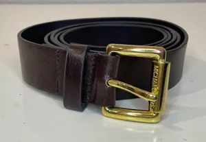 Michael Kors Women’s Dark Brown Belt with Gold Buckle‎ Size XL thumbnail 1