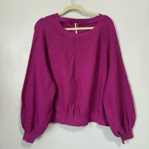 Free People Found My Friend Pullover Sweater in Wild Aster Pink Magenta Size XL thumbnail 2