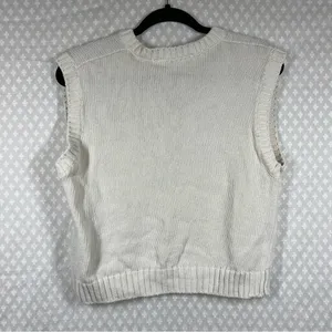 Zara Cream Cotton Blend‎ Knit Sweater Vest thumbnail 5