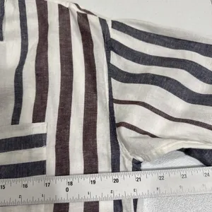 MADEWELL Striped Button-Up Shirt in Linen-Cotton Womens S Shirred 3/4 Sleeves thumbnail 11