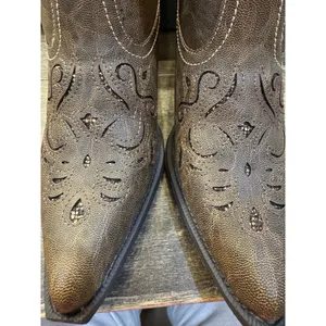 Roper Women's Chloe Snip Toe Glitter Underlay Western Boots Size 8 Brown thumbnail 5