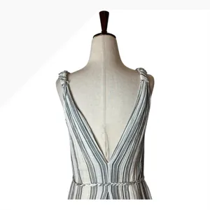 LoveShackFancy Dress Women XS Ivory Gray Striped Georgica Maxi Luxury‎ Boho thumbnail 6