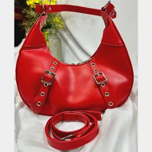 8 Other Reasons Delphine Double Buckle Shoulder bag Red / Silver thumbnail 6