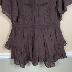 NWT Abercrombie & Fitch Women’s Swiss Dot Embroidered Brown Mini Dress Romper thumbnail 3