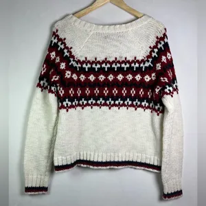 American Eagle Outfitters Women’s Large Fair Isle Chunky Knit Wool Blend Sweater thumbnail 7