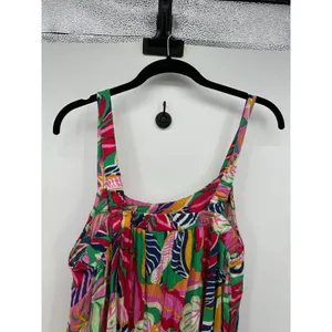 Goa by Japna Green Tropical Print Maxi Dress Womens Pockets Rayon‎ Size M Resort thumbnail 7
