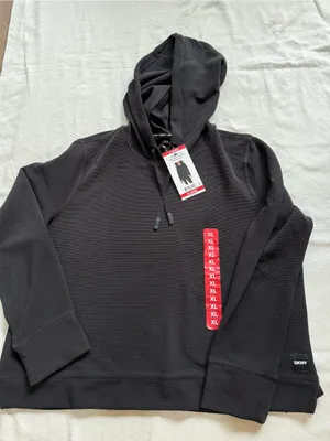 DKNY Black Women's Pullover Hooded Sweatshirt thumbnail 6