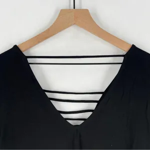 Good Luck‎ Gem Black Strappy Long Sleeve V-Neck Blouse NWT Size L thumbnail 8