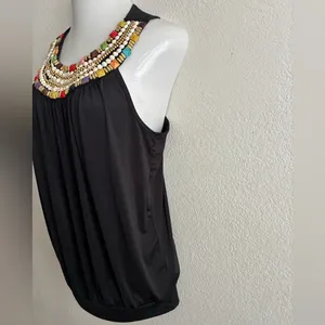 Forever 21 Y2K Black Colorful Beads Tunic Top/ Mini Dress XL thumbnail 6