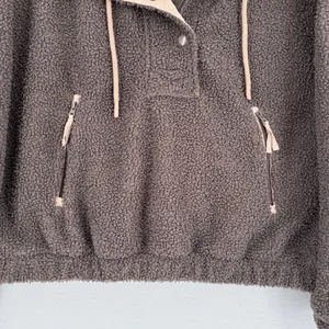 Universal Thread Sherpa Fleece Pullover Jacket L Brown Pink Trim Teddy Outdoorsy thumbnail 6