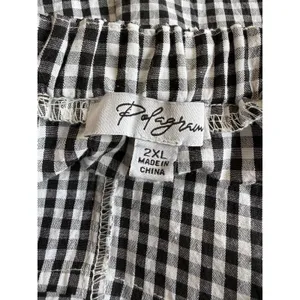 Polagram Womens Gingham Overalls Black White Plaid Bib Jumpsuit 2XL‎ thumbnail 6