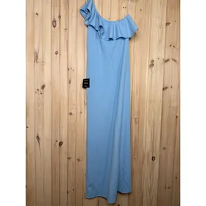 NWT Lulus Last Forever Powder Blue One-Shoulder Ruffle Maxi Dress Banquet Sz XL thumbnail 6