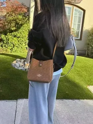 Coach Hadley Mini Crossbody Bag In Signature Suede CCE16, suede/Im/Caramel NWT thumbnail 6