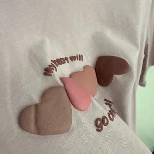 Dusty Rose Puff Heart Tee Pink Size L thumbnail 3