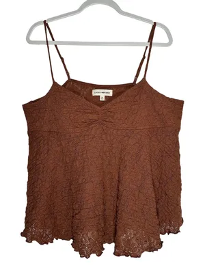 Lucky Brand Womens XL Terracotta Brown Floral Lace Babydoll Camisole Tank Top‎ thumbnail 1