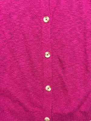 J. Crew size small knit Short-Sleeve Button Cardigan sweater purple pink Fuschia thumbnail 3