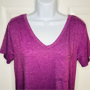 Yelete Criss Cross Back TShirt Dress Swing Athletic VNeck Purple S thumbnail 4