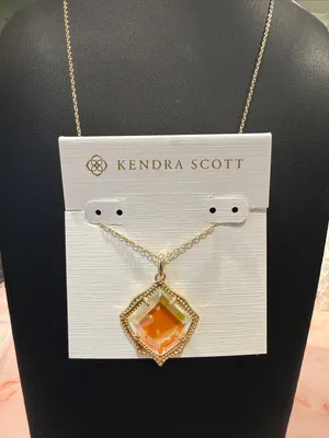 Kendra Scott | Gold Plated Iridescent, Orange & Blue Pendant Necklace thumbnail 3