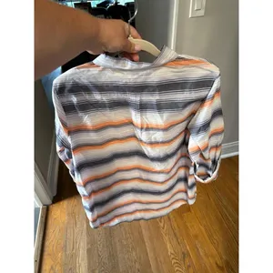 Ariat women's shirt striped pattern in orange, blue, and white colors nwt L thumbnail 4