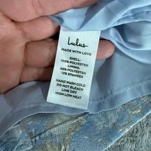 Lulus Cutest Praise Light Blue Floral Jacquard Puff Sleeve Mini Dress, M thumbnail 6