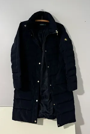 Ralph Lauren Navy Quilted Puffer Coat with Gold RL Logo Button, Size S thumbnail 1
