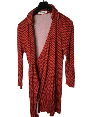 Diane Von Furstenberg silk wrap dress all-over heart print women's size large thumbnail 3