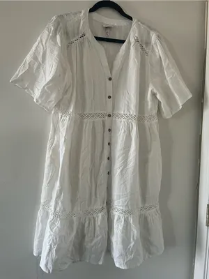 Knox Rose White 100% Cotton Eyelet Short Sleeve Mini Dress XXL Cottagecore thumbnail 1