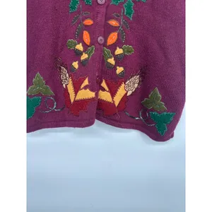 Vintage Sweater Vest Women M Autumn Fall Embroidered Beaded Teacher Granny thumbnail 3