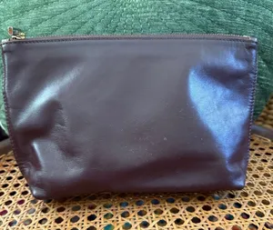 Cuyana Oxblood Leather Top Zip Classic Accessories Pouch Clutch Bag thumbnail 1