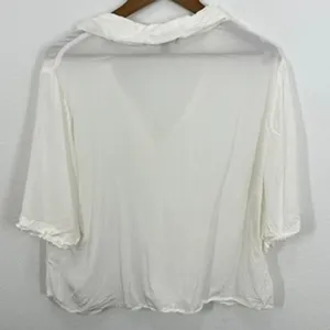 J. Crew Womens XL White Viscose Collared‎ 3/4 Sleeve Top Blouse thumbnail 7