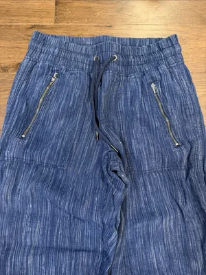 Athleta Athleta Cabo Linen Wide Leg‎ Pant - Blue - Smocked Waist - 2 - C31-050 thumbnail 3