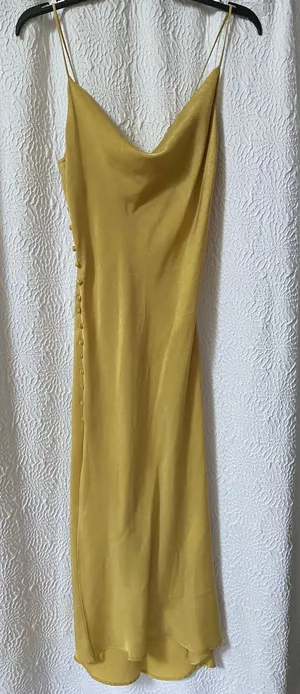 ZARA Yellow Satin Dress thumbnail 1