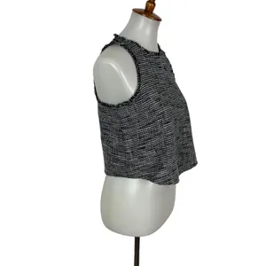 Zara XS Blue Tweed Sleeveless Top Cropped Career Officewear Y2K thumbnail 4
