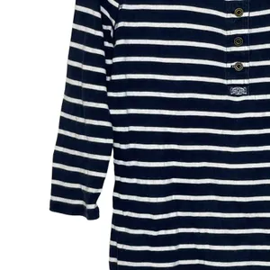LRL Lauren Jeans Co. Striped Henley‎ Top Women Medium 3/4 Sleeve Front Button thumbnail 5