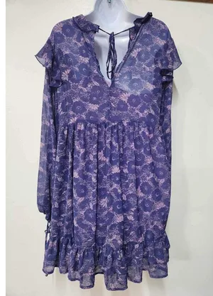 FREE PEOPLE These Dreams Babydoll Swing Long Sleeve Boho Mini Dress Size M. B-4 thumbnail 6