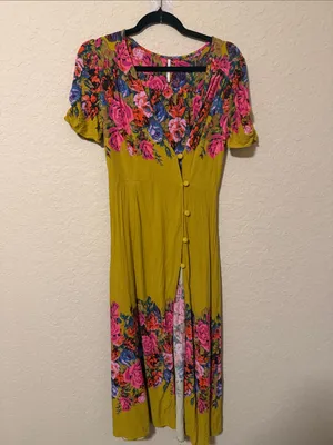 Free People Janie Midi Dress with Pink & Blue Floral Print thumbnail 2
